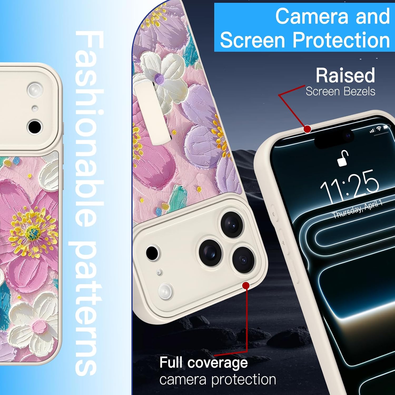 Case for iPhone 17 Pro with Finger Hand Strap Kickstand [Compatible with Magsafe] Colorful Retro Oil Painting Printed Flowers for Women Man Slim Full Camera Protection Shockproof Phone Case