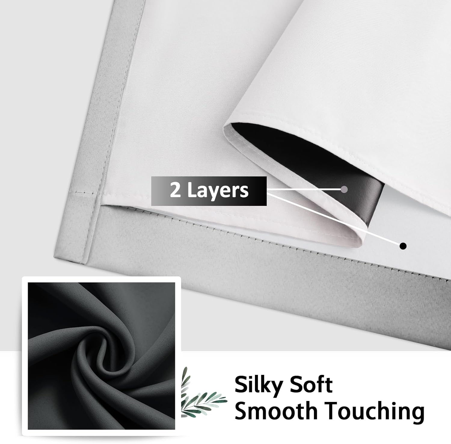SimpleHome Ombre 100% Blackout Curtains for Bedroom 84 Inches Long, Black with White Liner Room Darkening Thermal Insulated Grommet Curtain/Drapes for Living Room,2 Panels Set