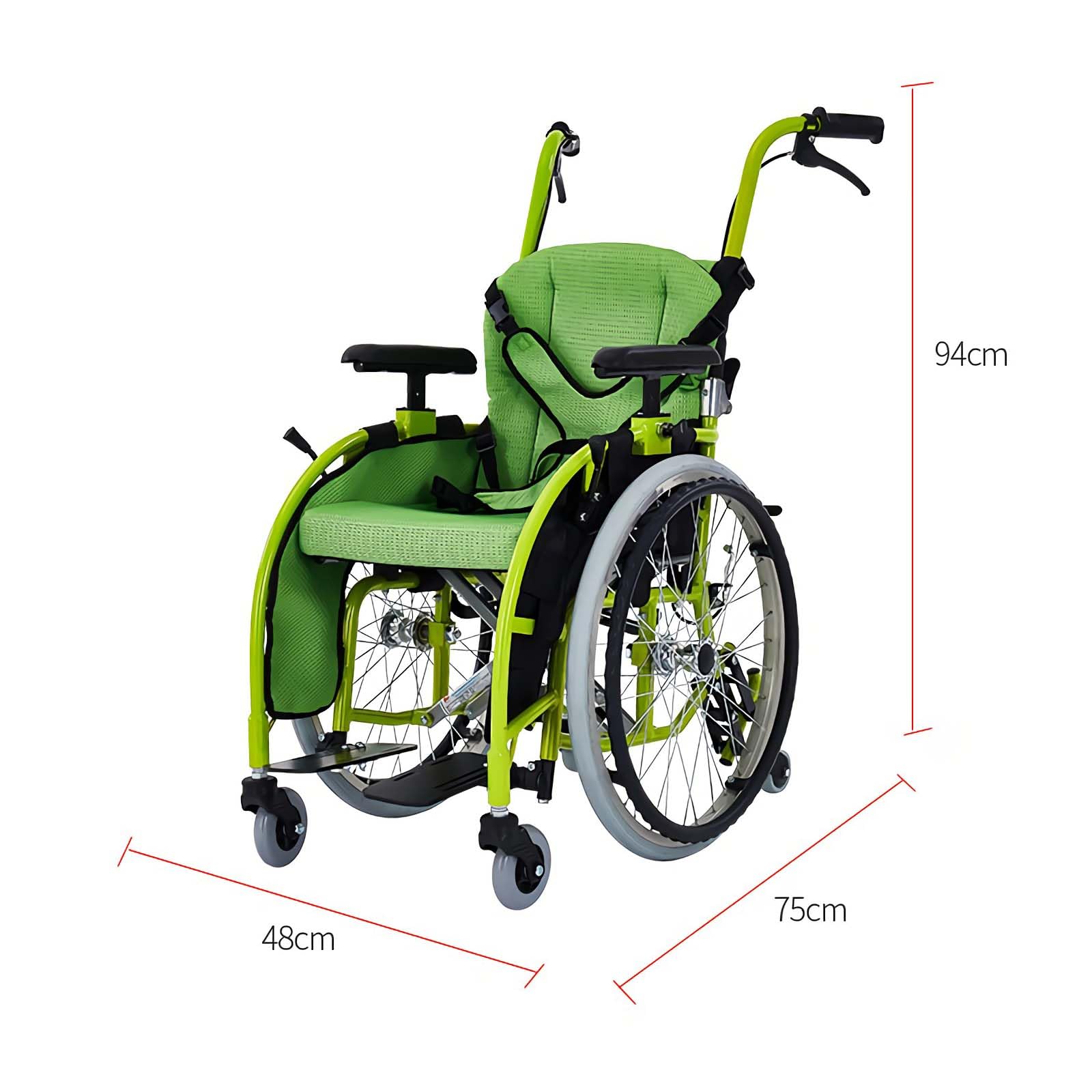 Silla de ruedas pediátrica ligera para niños con parálisis cerebral, silla de transporte plegable autopropulsada con capacidad de 220 libras