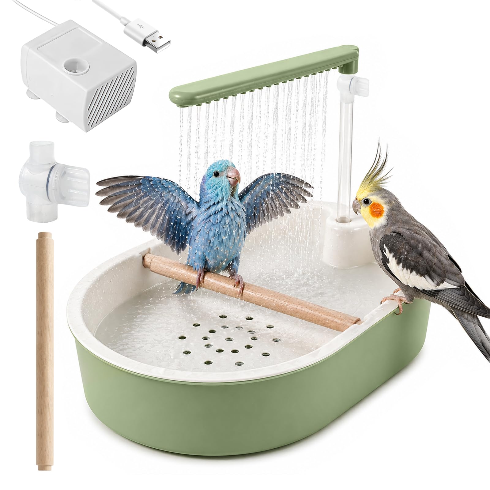 Bain automatique d'oiseaux Tiiyee pour éviter le stress des conures en cage