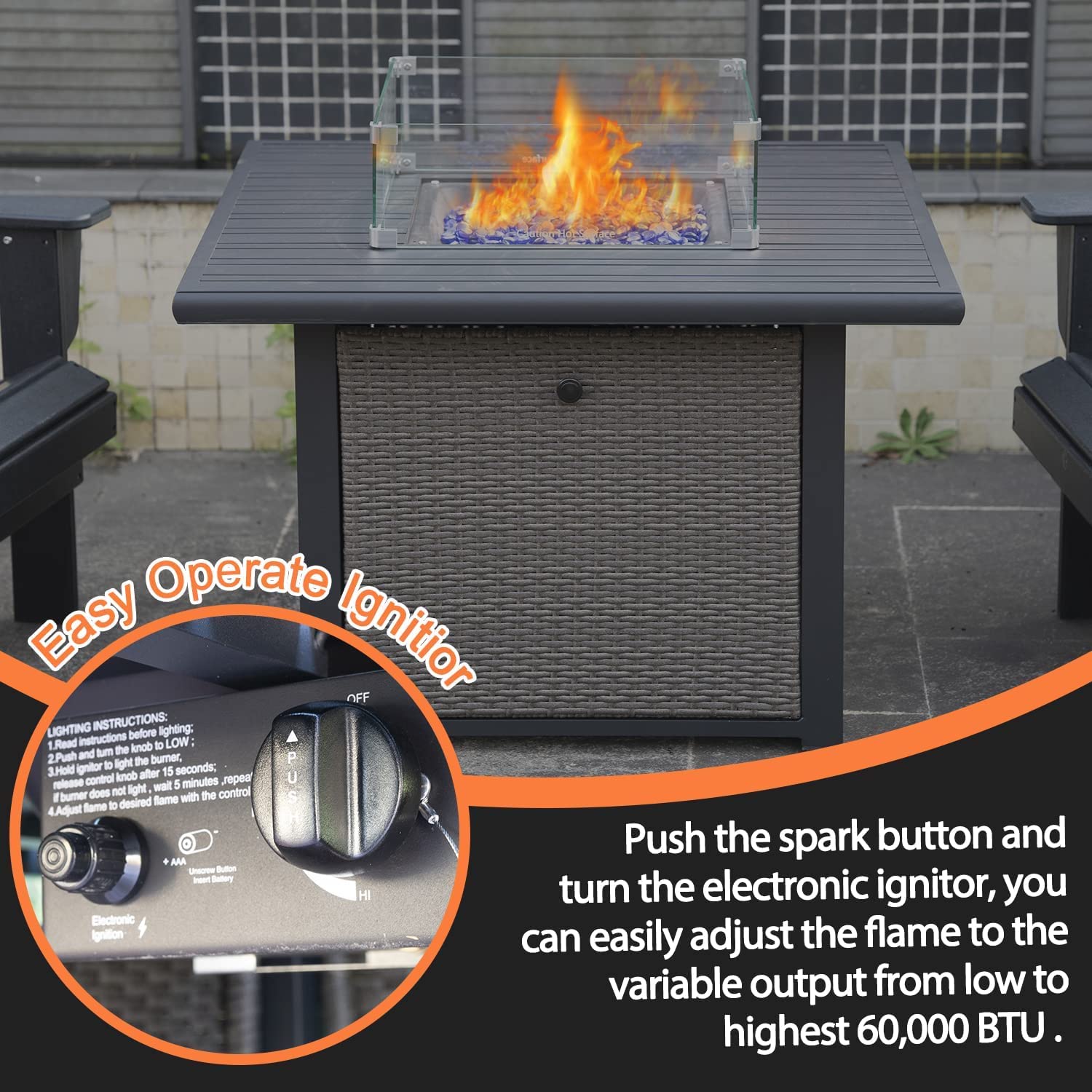 Buy 36 Inch Outdoor Propane Large Fire Pit Table for Deck Outside