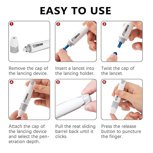 Miniatura 4 de Dispositivo de punción para pruebas de diabetes, lápiz de dispositivo de punción, para minimizar el dolor y las molestias, funciona con la mayoría