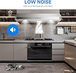 AMZCHEF Under Hotte de portée Cabinet 30 De pouce, 750CFM Cuisinière de cuisine en acier inoxydable 3 Contrôle du bouton de l'appareil d'échappement de vitesse LED lumières Lave-vaisselle-Safe Baffle Filtres Trois conception de sortie , Capuche en acier inoxydable avec contrôle de bouton, minuterie, LED lumières &