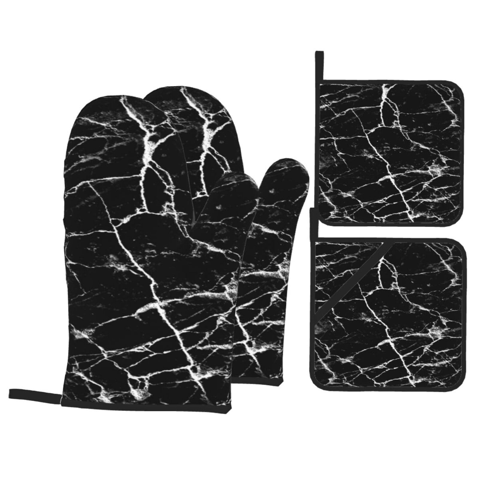 Gants de four protecteurs texture marbre noir contre les brûlures