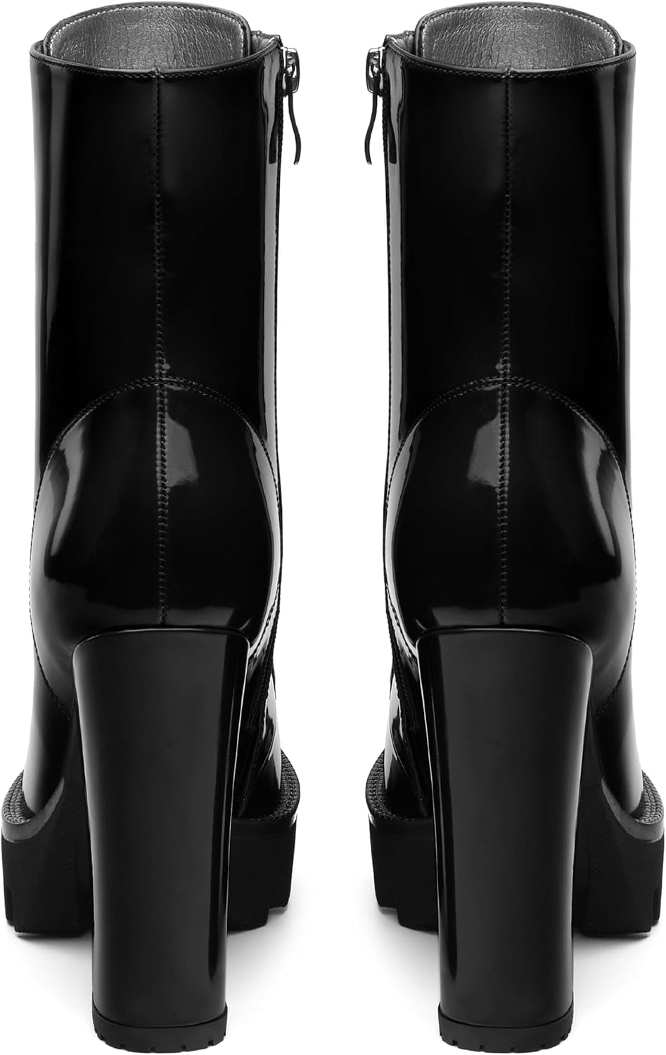 Womens Platform Ankle Boots, Round Toe High Chunky Heel Ankle Booties for Women, Lace Up High Heel Ankle Boots 4.5"