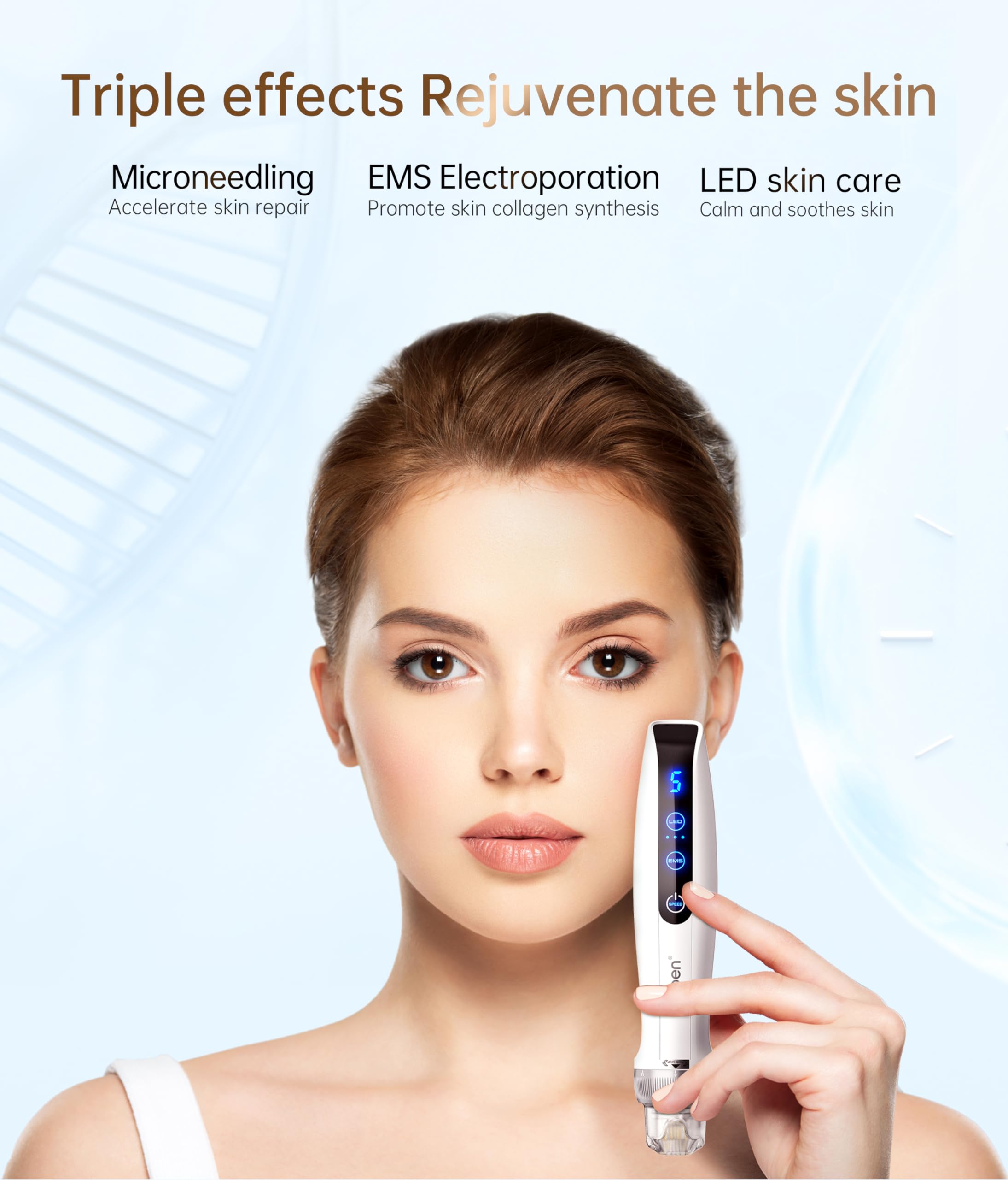 Penna Microneedling Bio-Q2 Professionale Wireless Derma a Carica Automatica - Amazing Skin Pen per Viso e Corpo con 6 Cartucce da 0,25 mm (1x9pin+2x25pin+2x14pin)