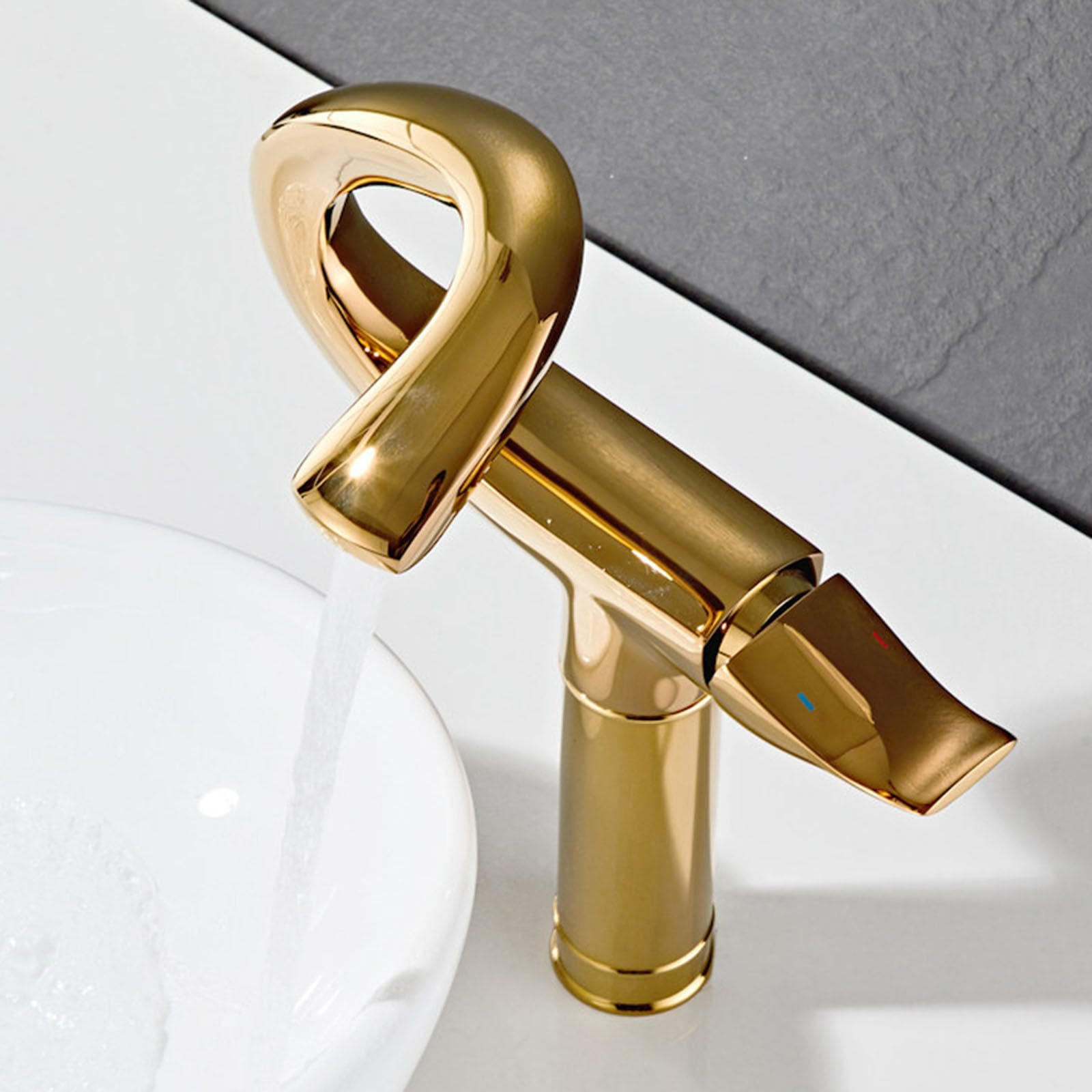 Grifo Monomando Moderno para Lavabo, Grifo Mezclador de latón para Lavabo, Agua fría y Caliente, Color Blanco.