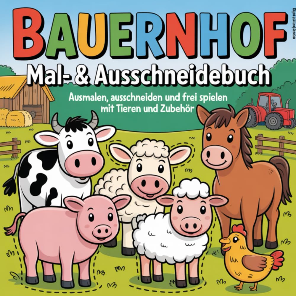 Bauernhof Mal- und Ausschneidebuch - Ausmalen, ausschneiden und frei spielen mit Tieren und Zubehör