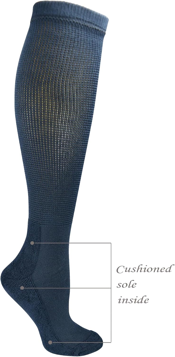 Yomandamor Women's Non-binding Cotton Knee-Hi Diabetic Socks Boot Socks with Cushion Sole and Seamless Toe,4 Pairs L Size - Image 2