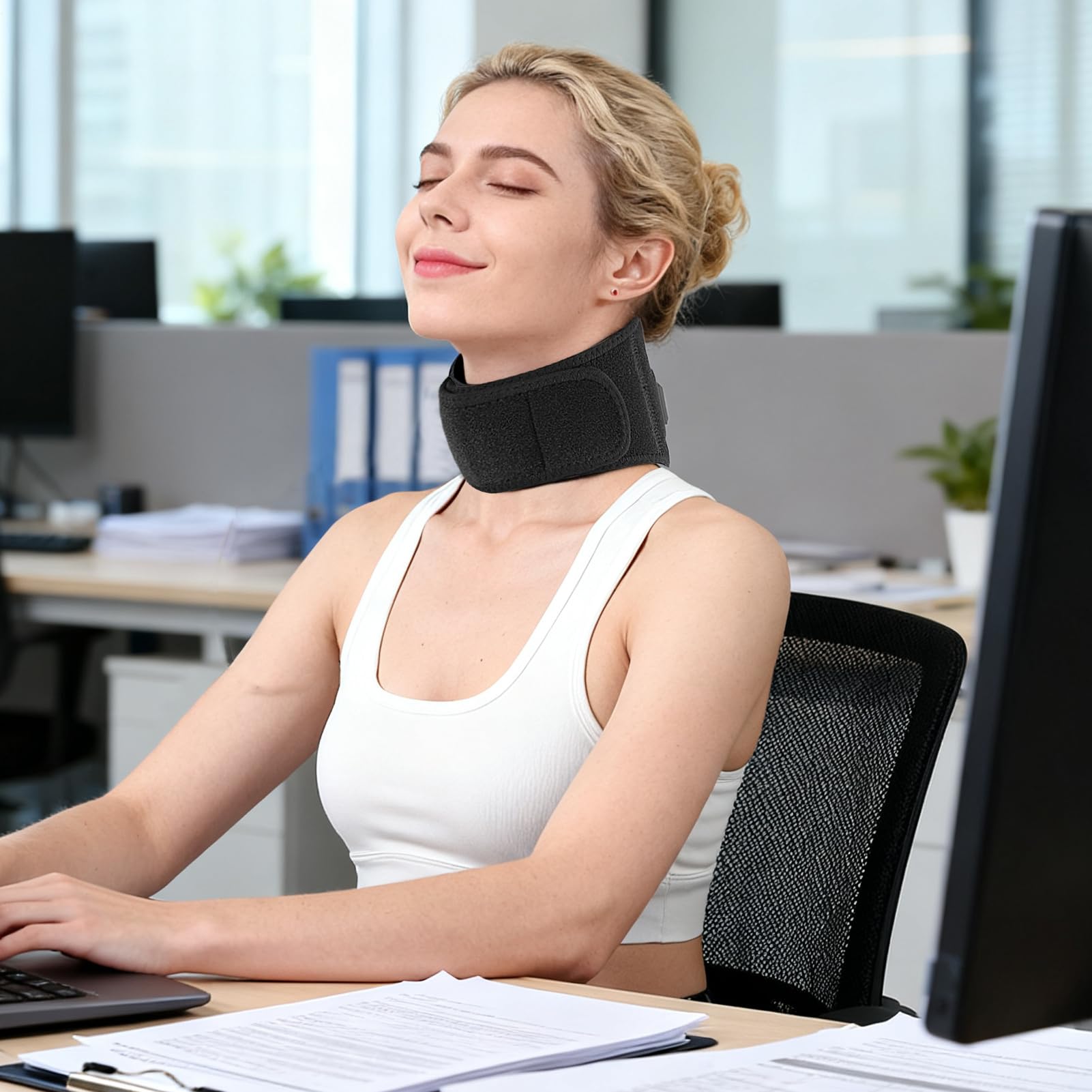 Almohadilla Térmica Para Cuello - Calentador Con 3 Ajustes De Temperatura,Almohadilla Térmica Para Cuello Con Correa Ajustable | Para Alivio De Molestias Cervicales En Mujeres Hombres Y