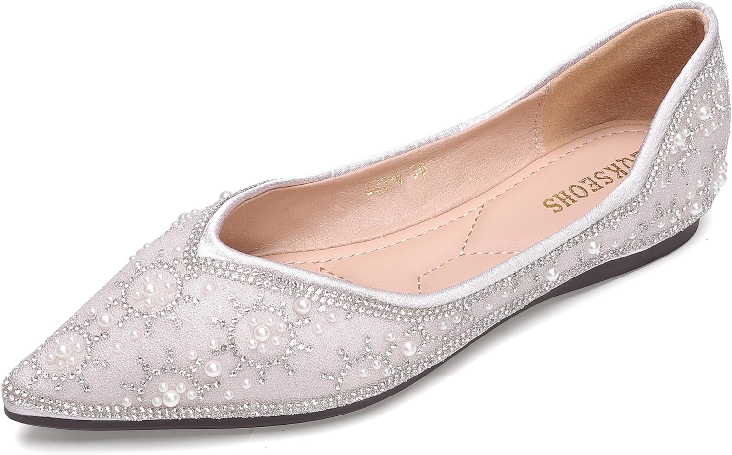 Flats Shoes Women Rhinestone Sequin Wedding Pointed Toe Dress Flat Shoes Comfortable Flats for Women Dressy
