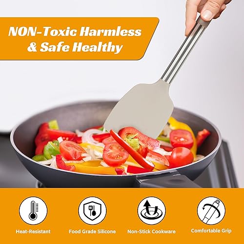 Miniatura 4 de Juego de utensilios de cocina de silicona para utensilios de cocina antiadherentes, perfecto para hornear y mezclar, juego de espátula, sin BPA,