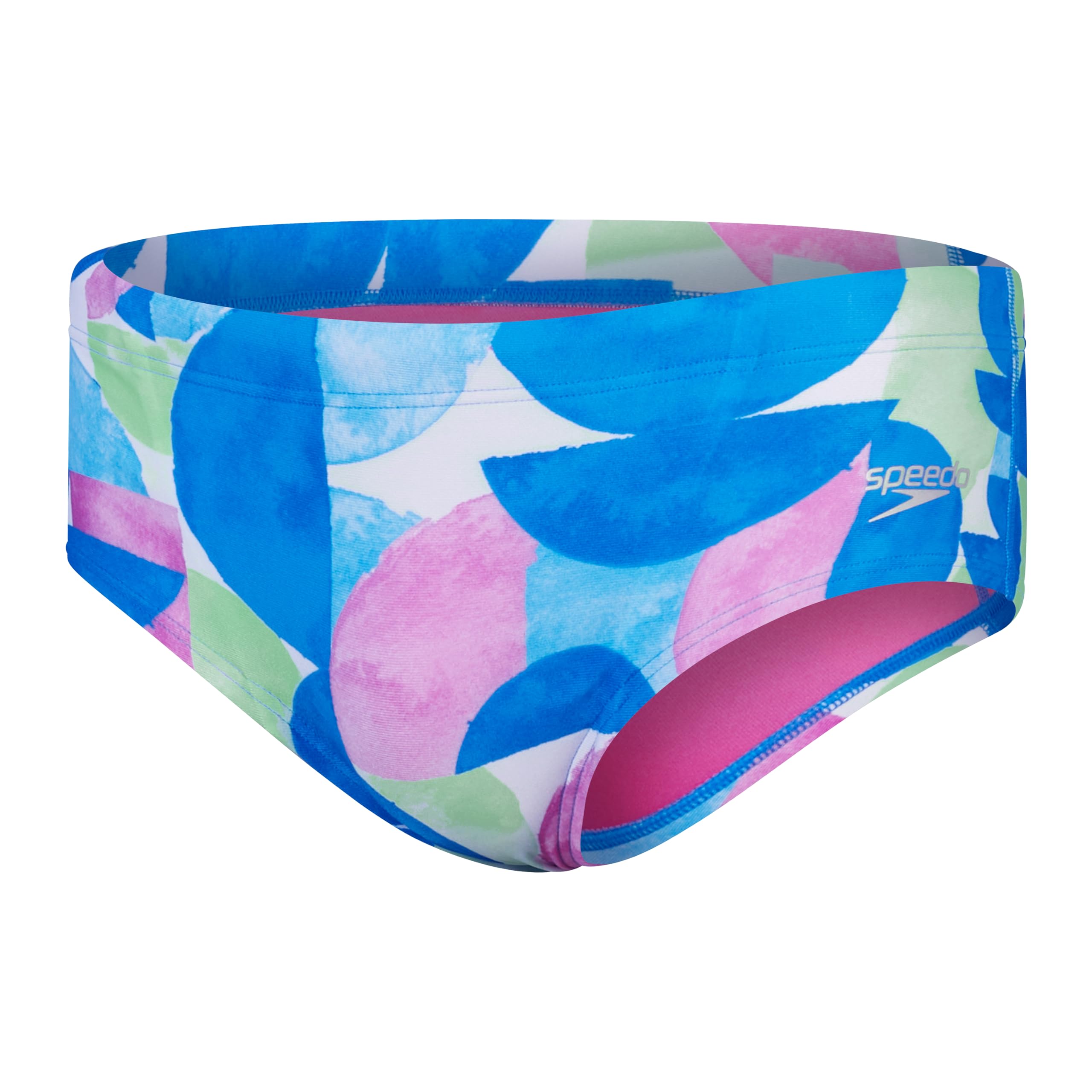 Speedo Men's 13.5cm Club Training Allover Brief Swim Trunks Swimmers Blue Pink