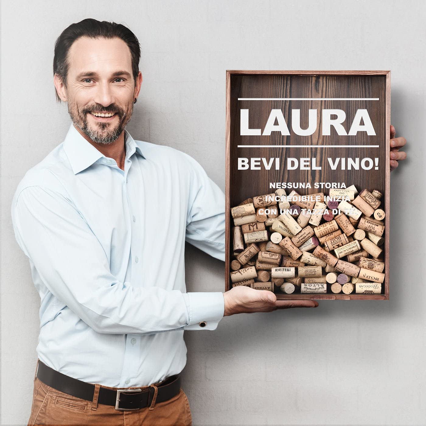 Raccogli Tappi Di Sughero Personalizzato - In Legno Con Cavatappi, Idea Regalo Per Appassionati Di Vino