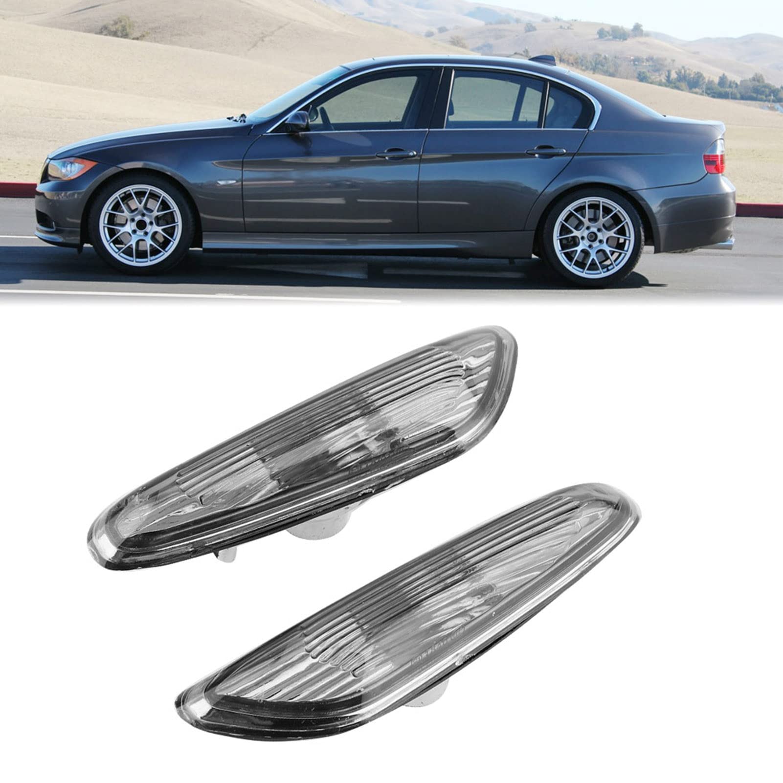 EBTOOLS para intermitente lateral e92 para intermitente lateral bmw e90 Luz de posición lateral, 1 par de intermitentes laterales ABS sin bombilla para E90 E91 E92 E93 serie 3 2006-2011(gris)