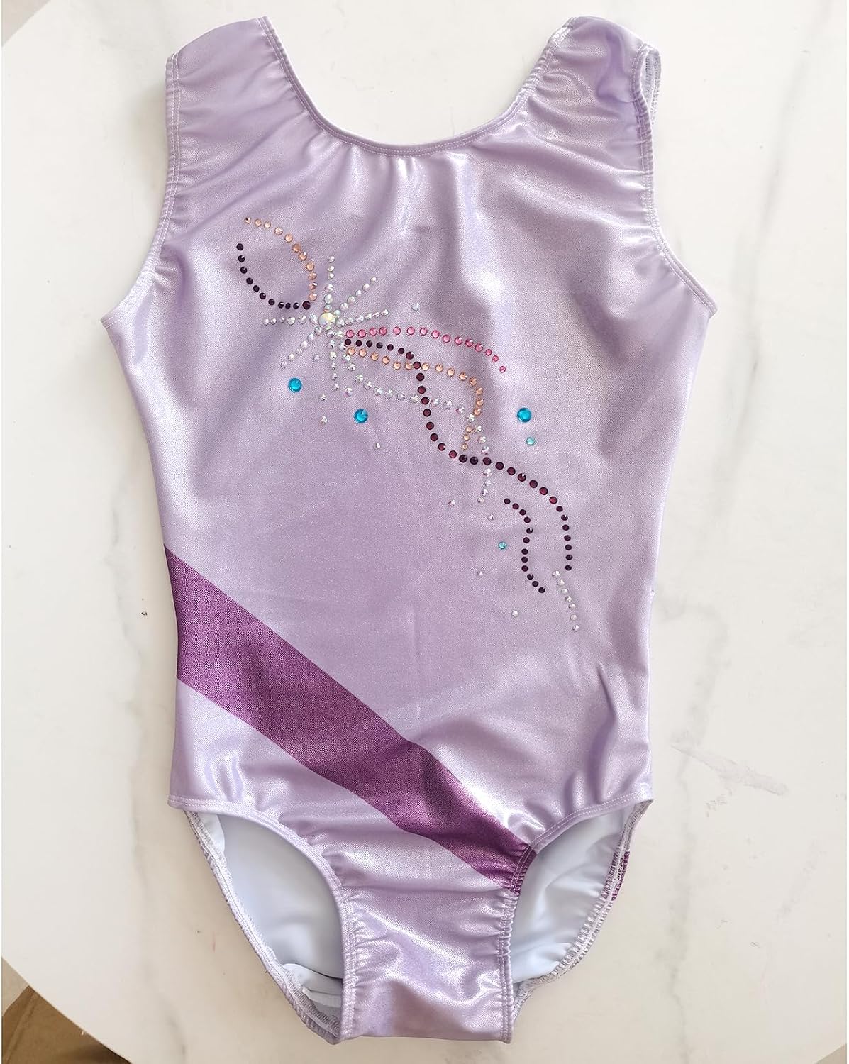 Purple Gymnastics Leotards for Girls and Adults Stretchy Gymnastics Tights for Children