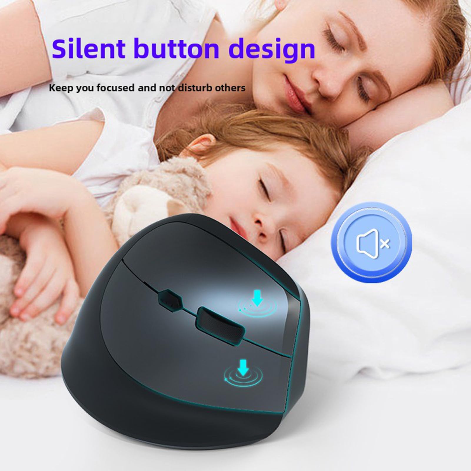 Jiawu Mouse Ergonomico, Mouse Verticale Wireless Bluetooth con Doppia modalità BT 5.4 e USB 2.4G, 3 Livelli DPI Regolabili 800/1200/1600 6 Pulsanti per Laptop, PC, Computer, Desktop
