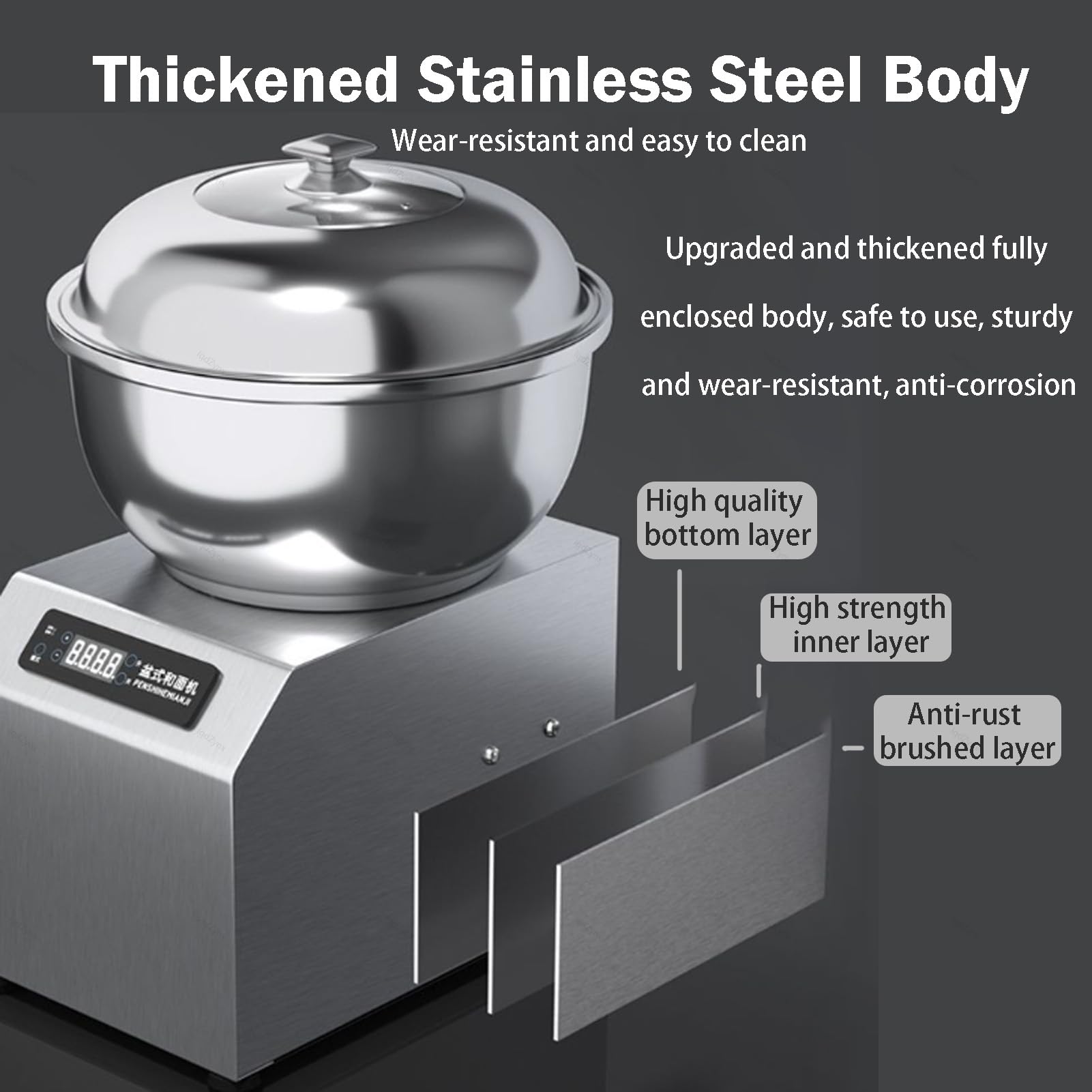 Impastatrice Commerciale per Pizza/Pane 5 kg/8 kg, impastatrice a Spirale da 2200 W con Timer, Ciotola in Acciaio Inox, Macchina per impastare 8KG/18QT