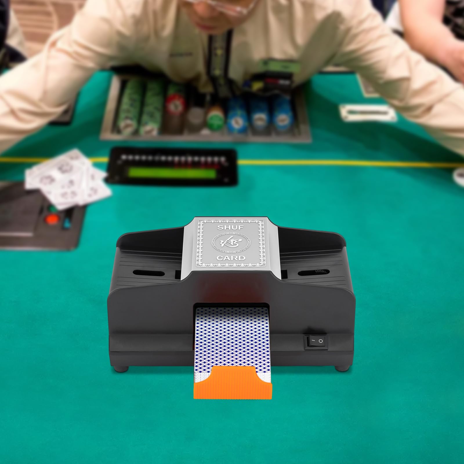 siohdagu Modern Card Shuffler, Rechargeable 1-2 Deck Automatic Card Shuffler, Fast and Smooth Shuffling, Low Noise Hand and Foot Shufflers for Texas Hold'em, UNO and Blackjack