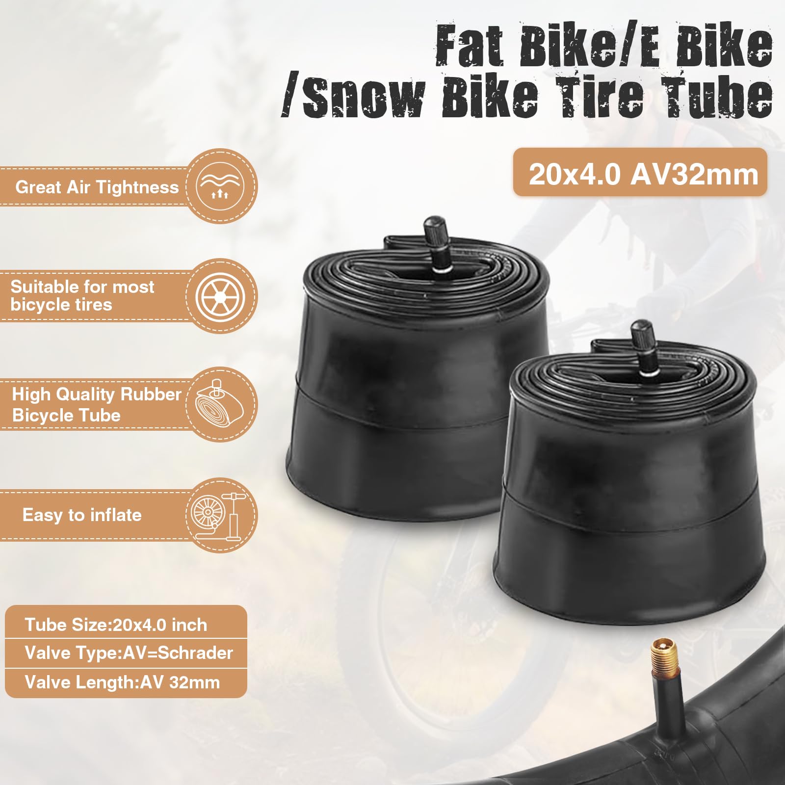 Juego de 2 neumáticos para bicicleta eléctrica de 20 x 4,0 pulgadas, 98 – 406 20 psi