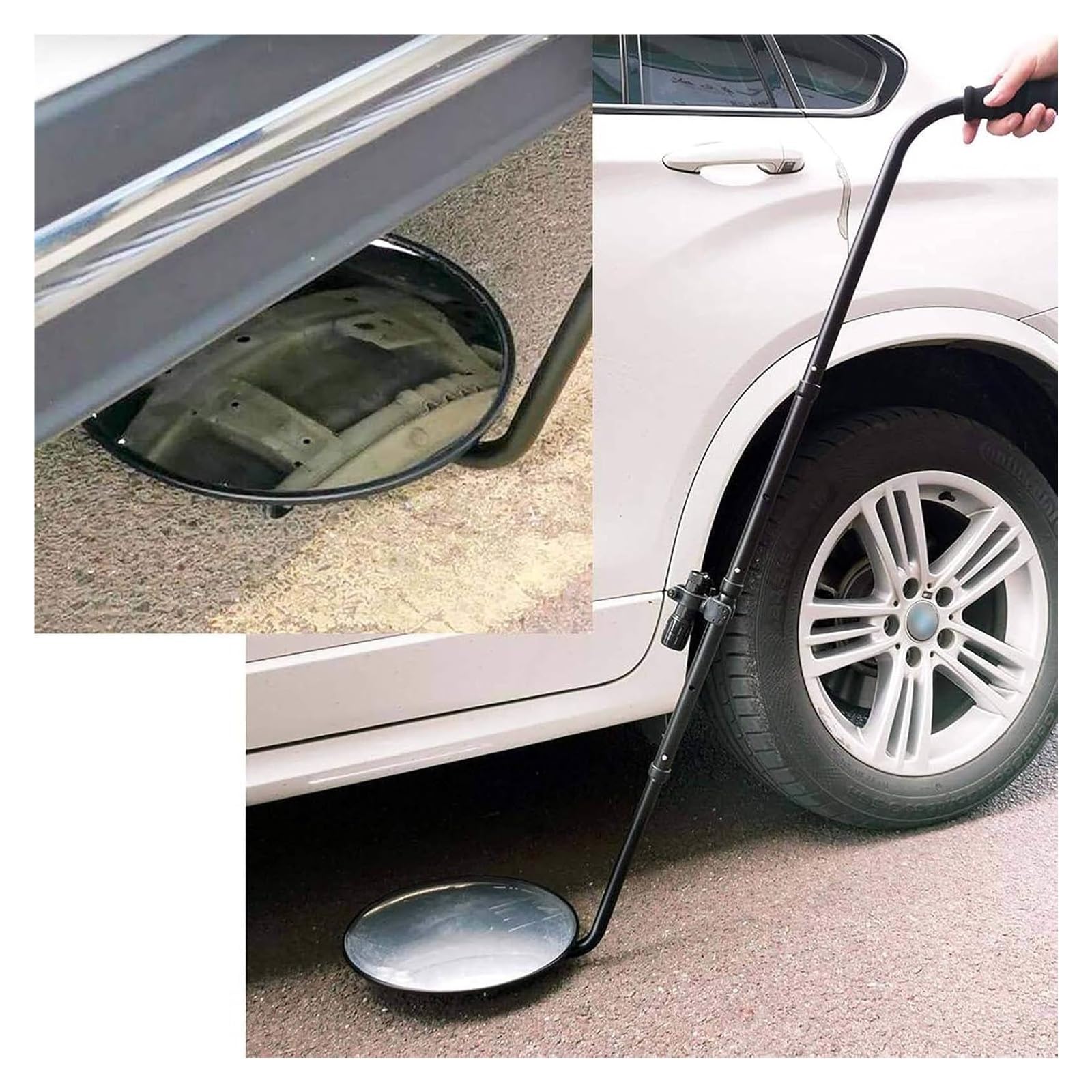 Espejo De Inspección De Bajos del Vehículo, Espejo De Inspección De Bajos del Vehículo con Luz Led, Longitud Ajustable De 120 A 140 Cm, Altura Mínima De Detección De