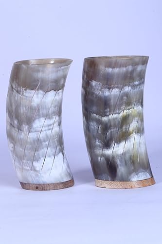 Miniatura 2 de Buddha4all Juego de 2 tazas de cuerno vikingo ceremonial de 6 pulgadas, taza de regalo de vino de cerveza, recipiente de inspiración medieval