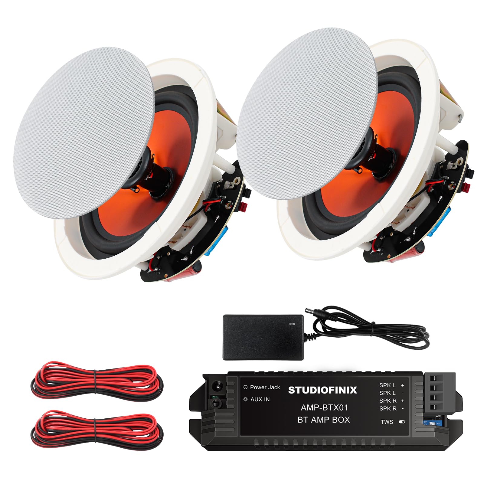 STUDIOFINIX Altoparlante da soffitto passivo 10,2 cm, potenza massima di uscita 240 W, perfetto per un suono chiaro in soggiorno, ufficio, cucina, cantina e terrazza coperta (2 altoparlanti)