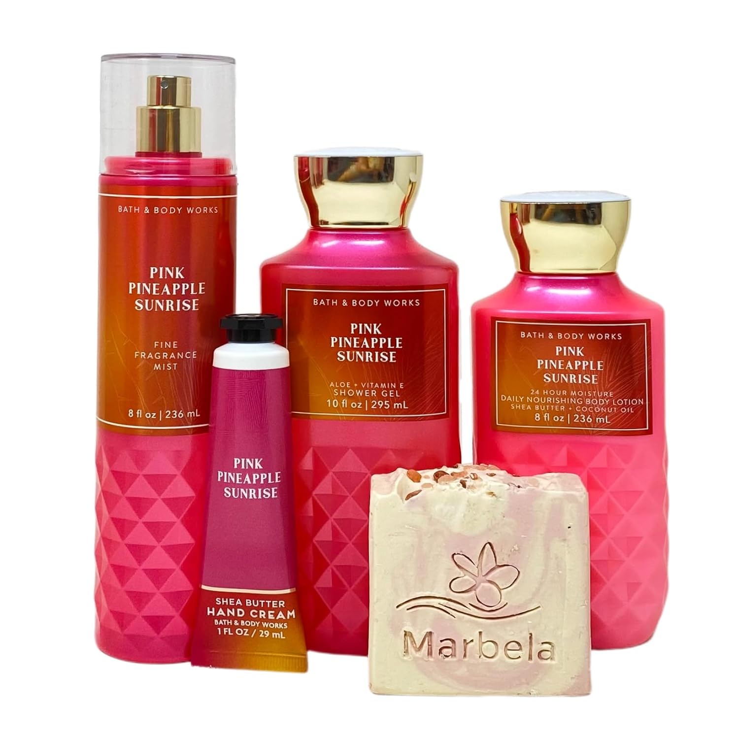 Bath & Body Works Pink Pineapple Sunrise Gift Bag Set - Fragrance Mist - Shower Gel - Body Lotion - Hand Cream - with a Himalayan Salts Springs Bar Soap - Full Size - Image 2