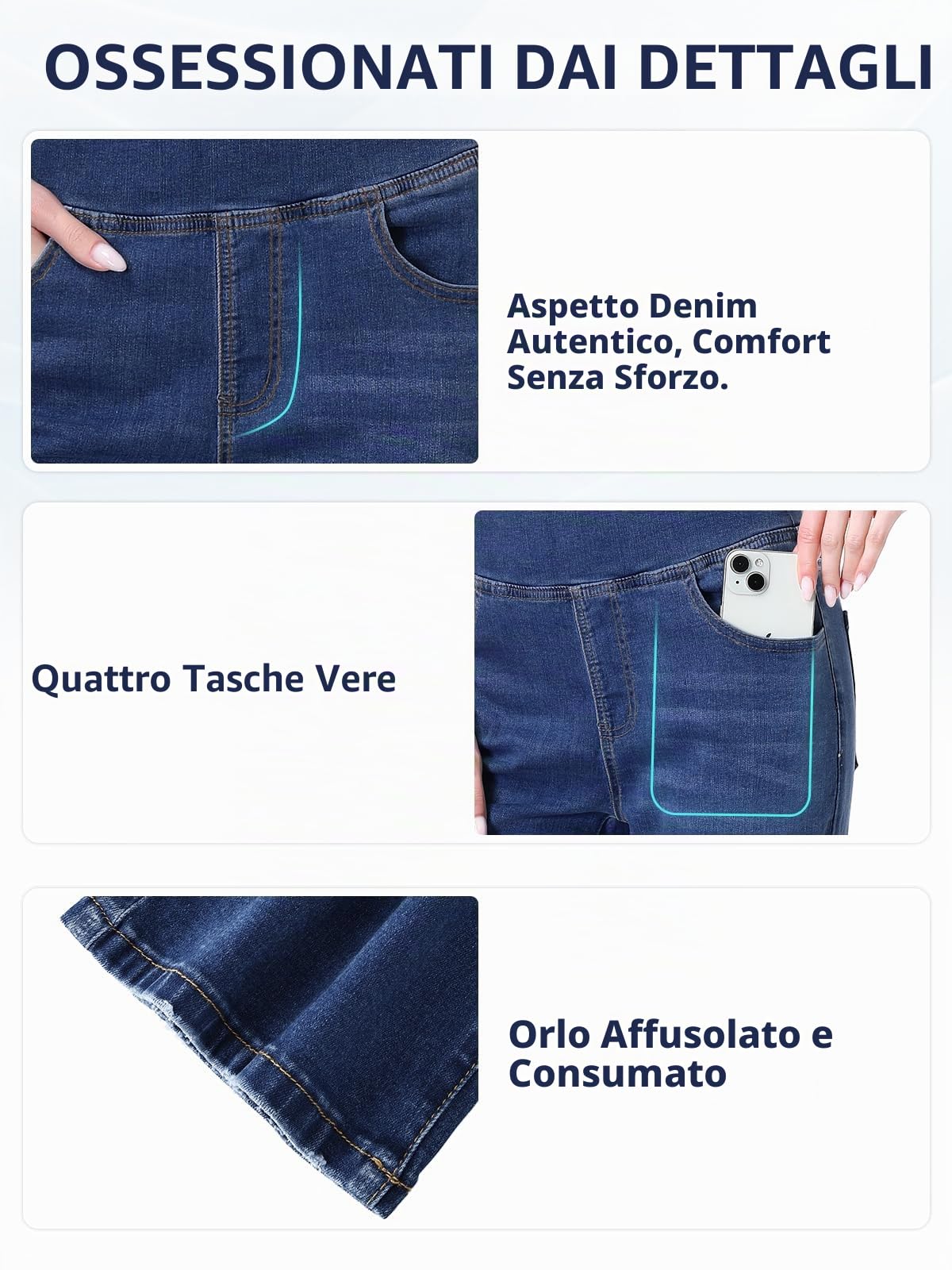 Jeans Donna Vita Alta, Pantaloni Elasticizzati Modello Sigaretta Jeggings Curvy Bootcut Gamba Diritti Casual Push Up