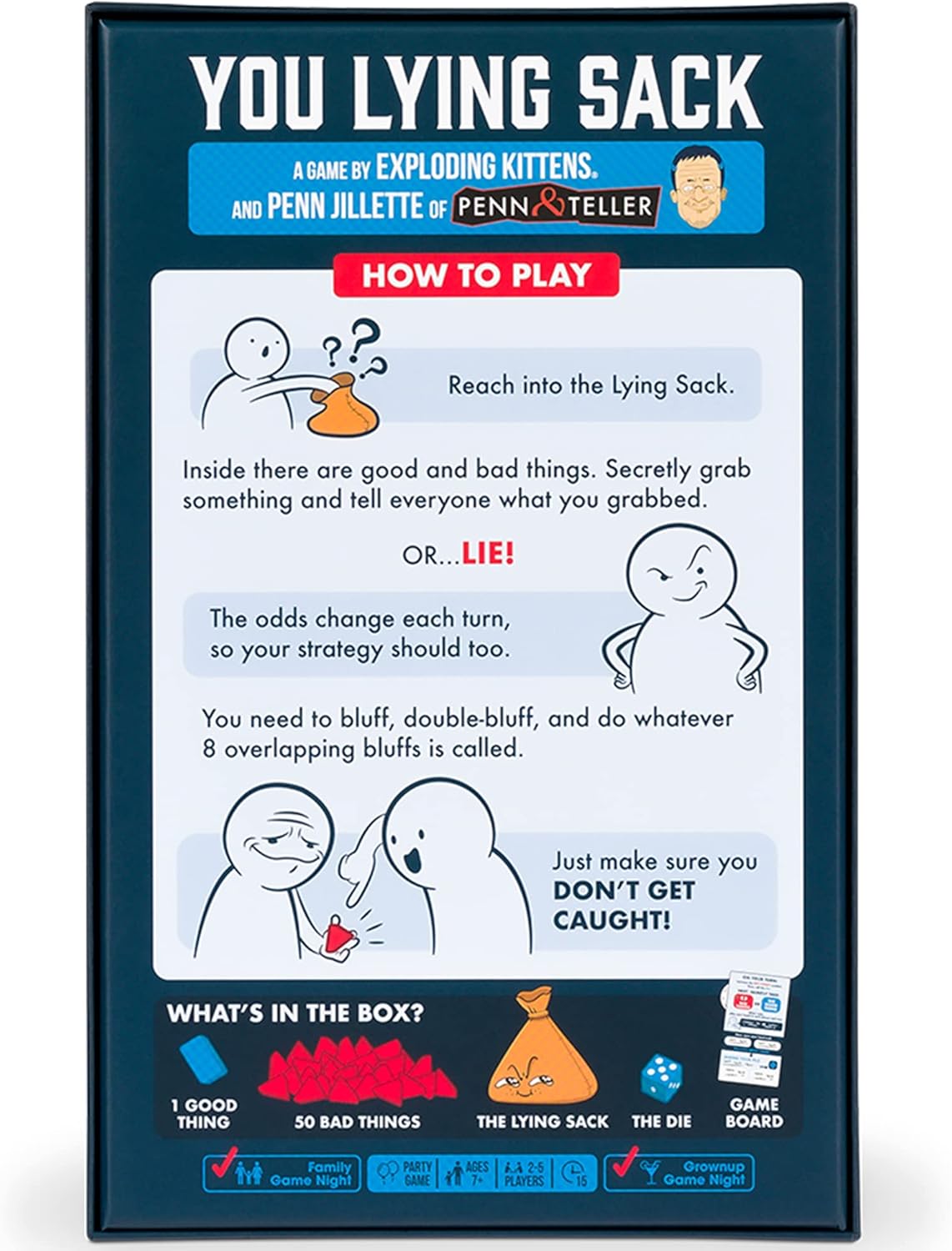 Exploding Kittens You Lying Sack 2-5 Players - Ages 7+ - 15 Minutes to Play - Bluffing Board Game - Party Game, Family Game Night, Kid and Adult Board Game