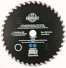 Eisenwolf Lame de scie 185 x 20 mm, lame de scie circulaire pour bois avec 40 dents TCT inclinées, revêtement antiadhésif PTFE et découpes laser pour réduire le bruit