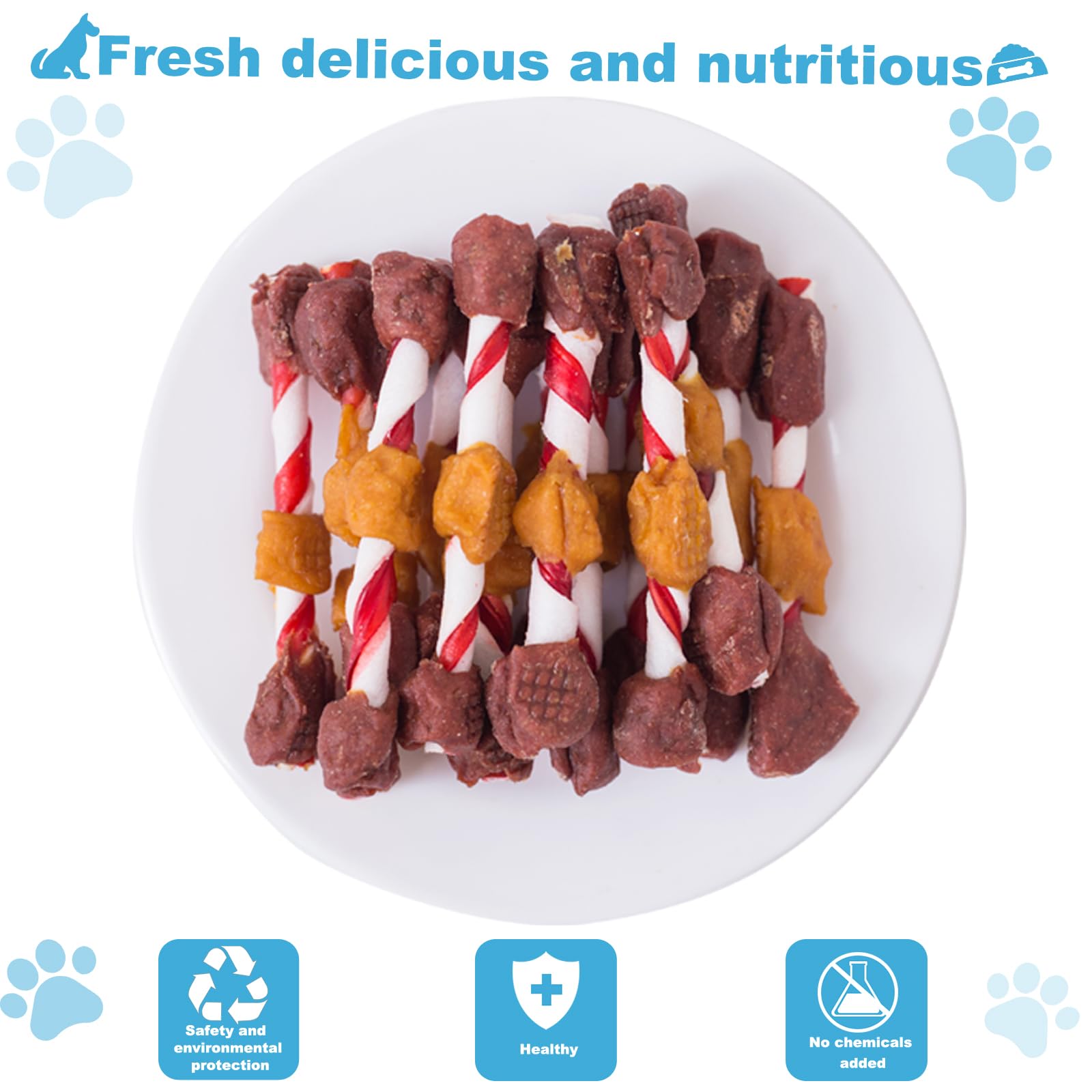 Puppy Training Snacks Dog Triple-Flavor Chews, Chicken, Duck and Chicken Liver Palitos de Cuero Crudo 1lb/454g