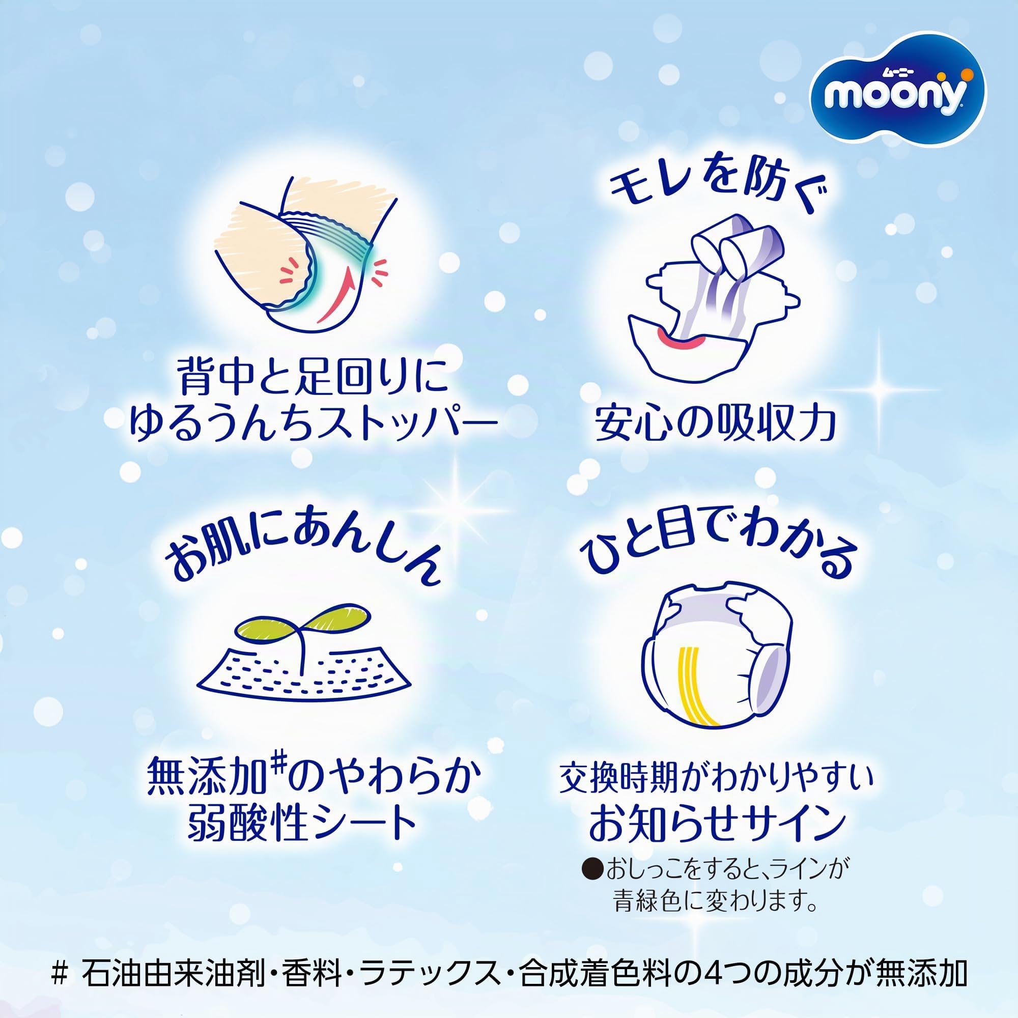 Diapers Moony NB 0-5kg 76pcs