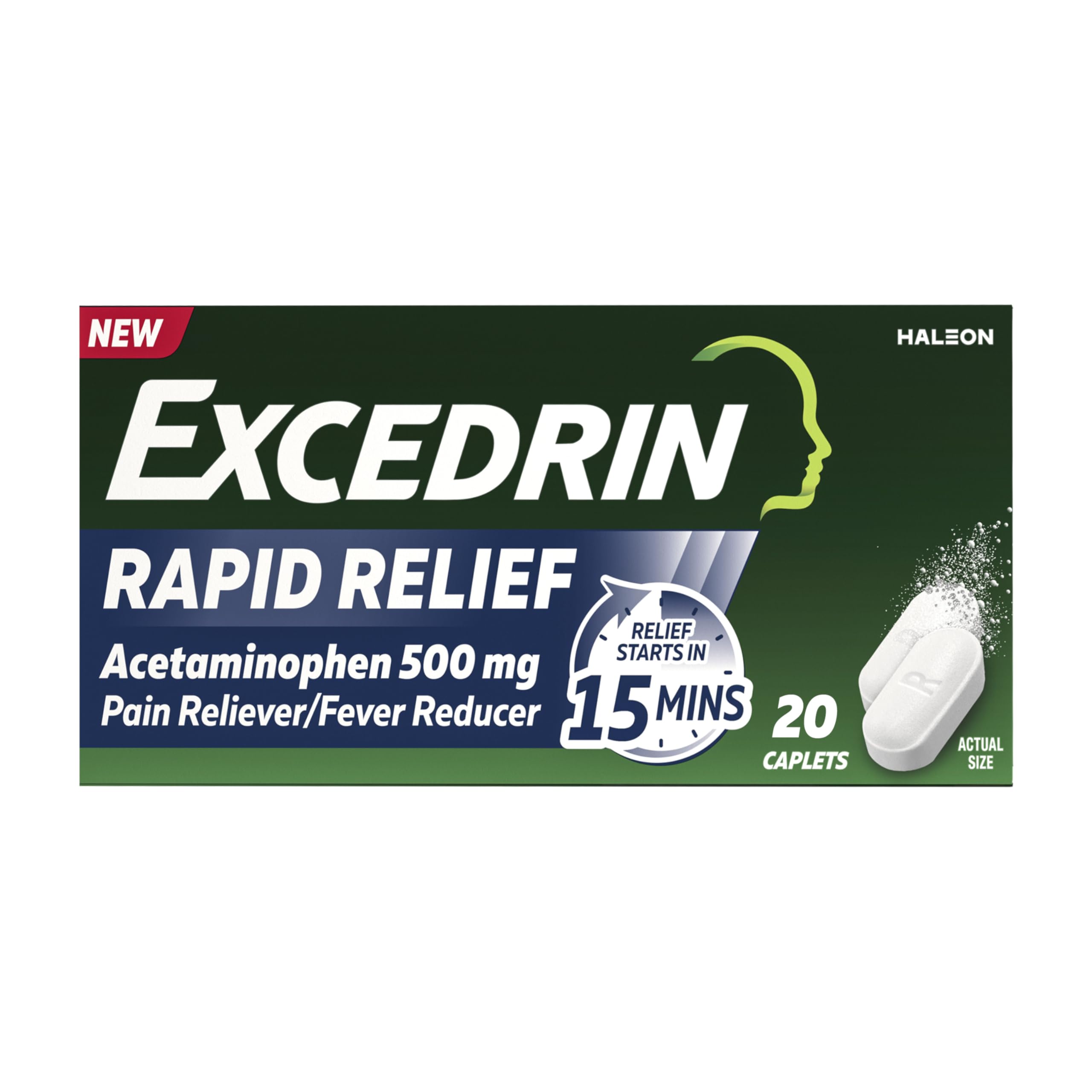 Excedrin Rapid Relief Caplets, 500mg Acetaminophen, 20 Count​
