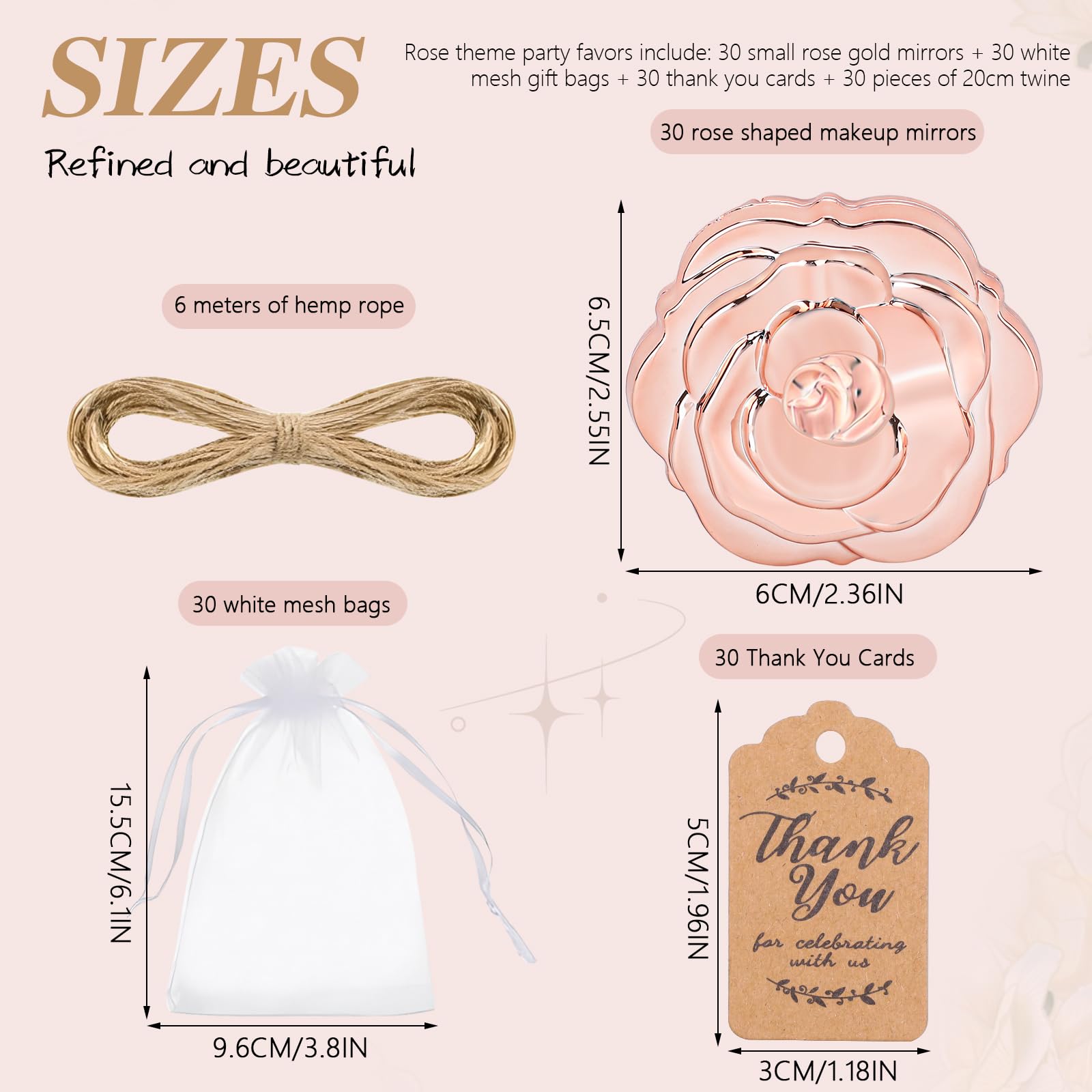 Espejos compactos rosas a granel 30 unidades recuerdos boda regalos despedida soltera espejos plegables forma rosa