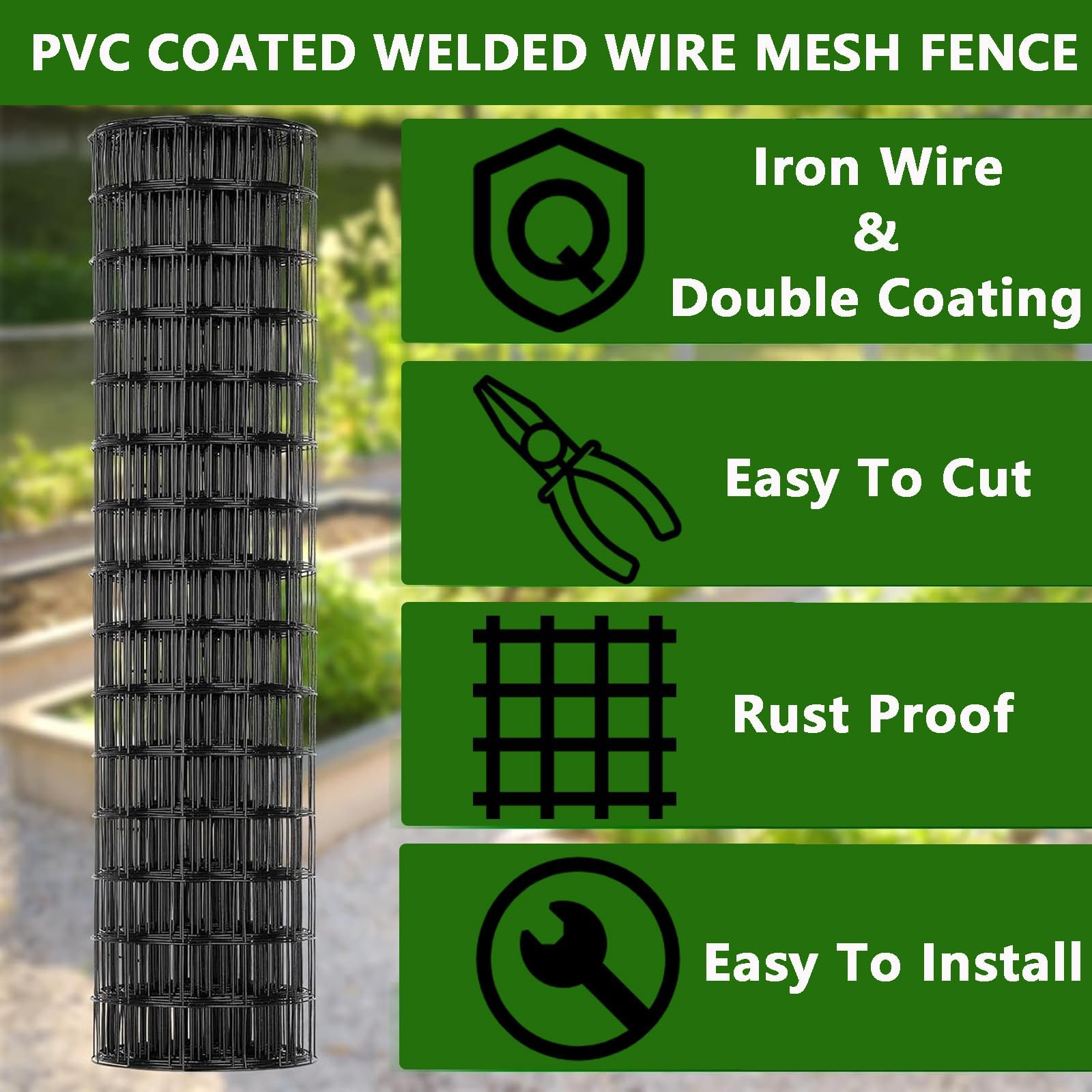 Rete per recinzione da giardino, rete metallica, diametro del filo con PVC