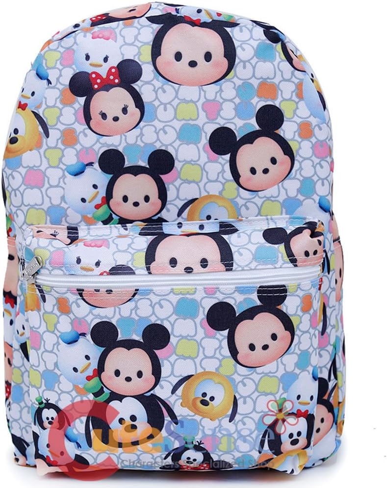 DisneyTsum Tsum School Backpack 16in All Over Print Large Book Bag White