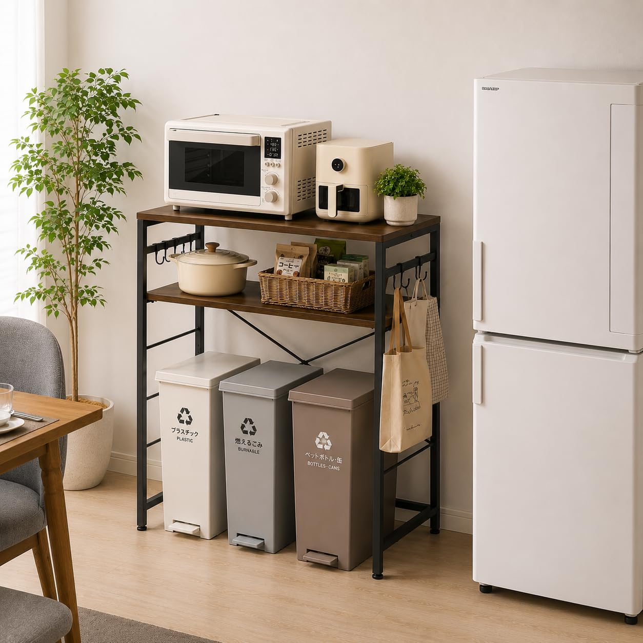 Amazon.co.jp: YDH ゴミ箱上ラック 幅80×奥行40×高さ100cm 5段可動棚