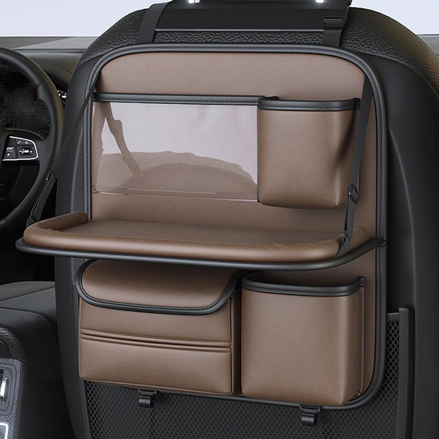Bolsa de Almacenamiento para Jeep Overland/Summit/Summit Reserve | 4x4 / 4x2 Asiento de Coche Organizador de Asiento Bolsa Multifuncional Espacio Almacenaje Accesorios,Brown Style
