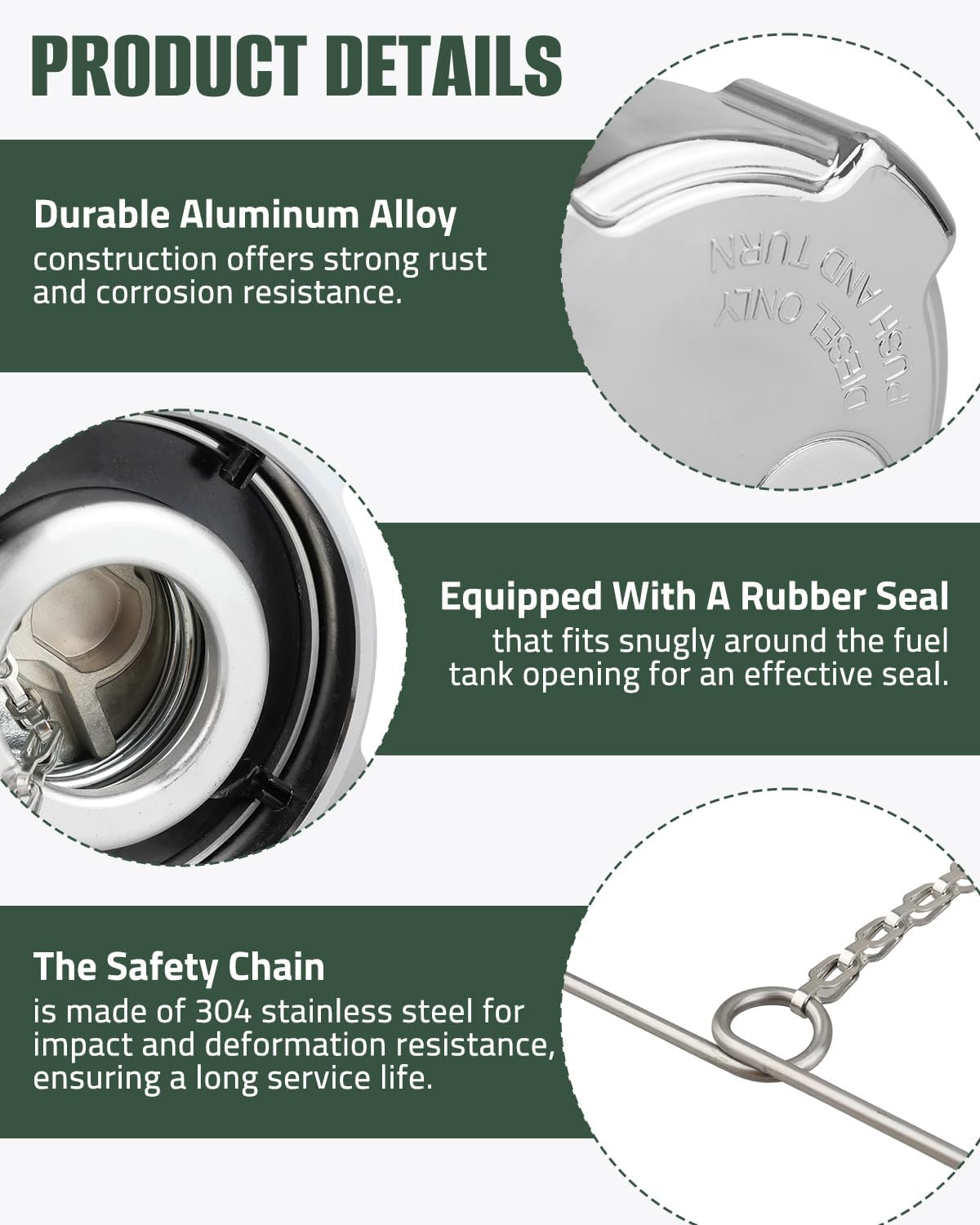 2 Pack Diesel Fuel Cap Gas Cap 3" 1/4, Fit for Freightliner Some Models, Fit for Cascadia Century Columbia Coronado M2-112, Tank Cap Non-Locking Aluminum Replaces 572.1018 03-37017-002