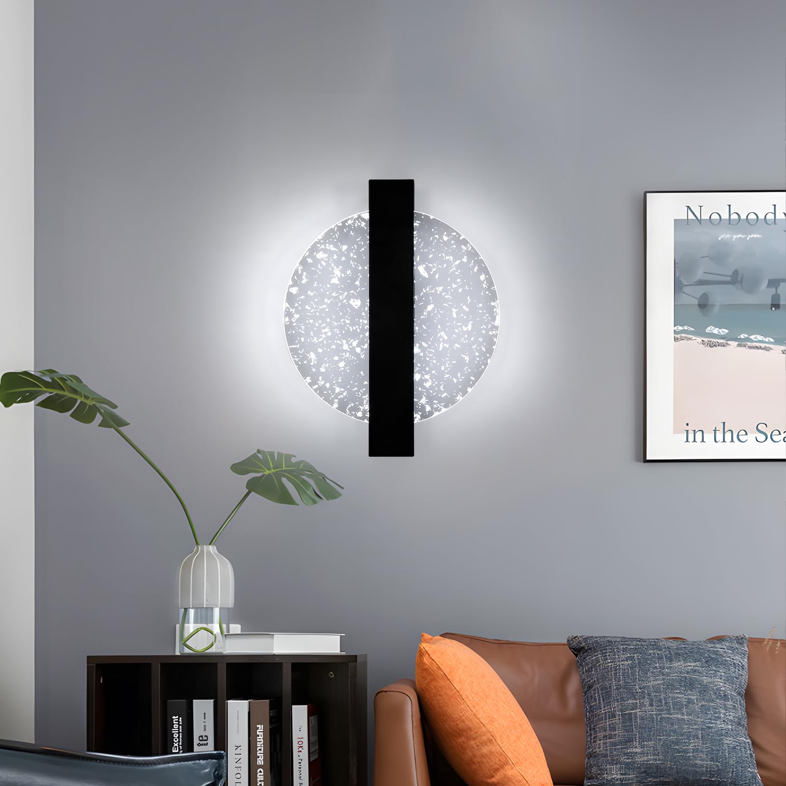 DELIPOP LED Wall Lights Indoor, 12W Round Modern LED Wall Lamp Acrylic - Image 2