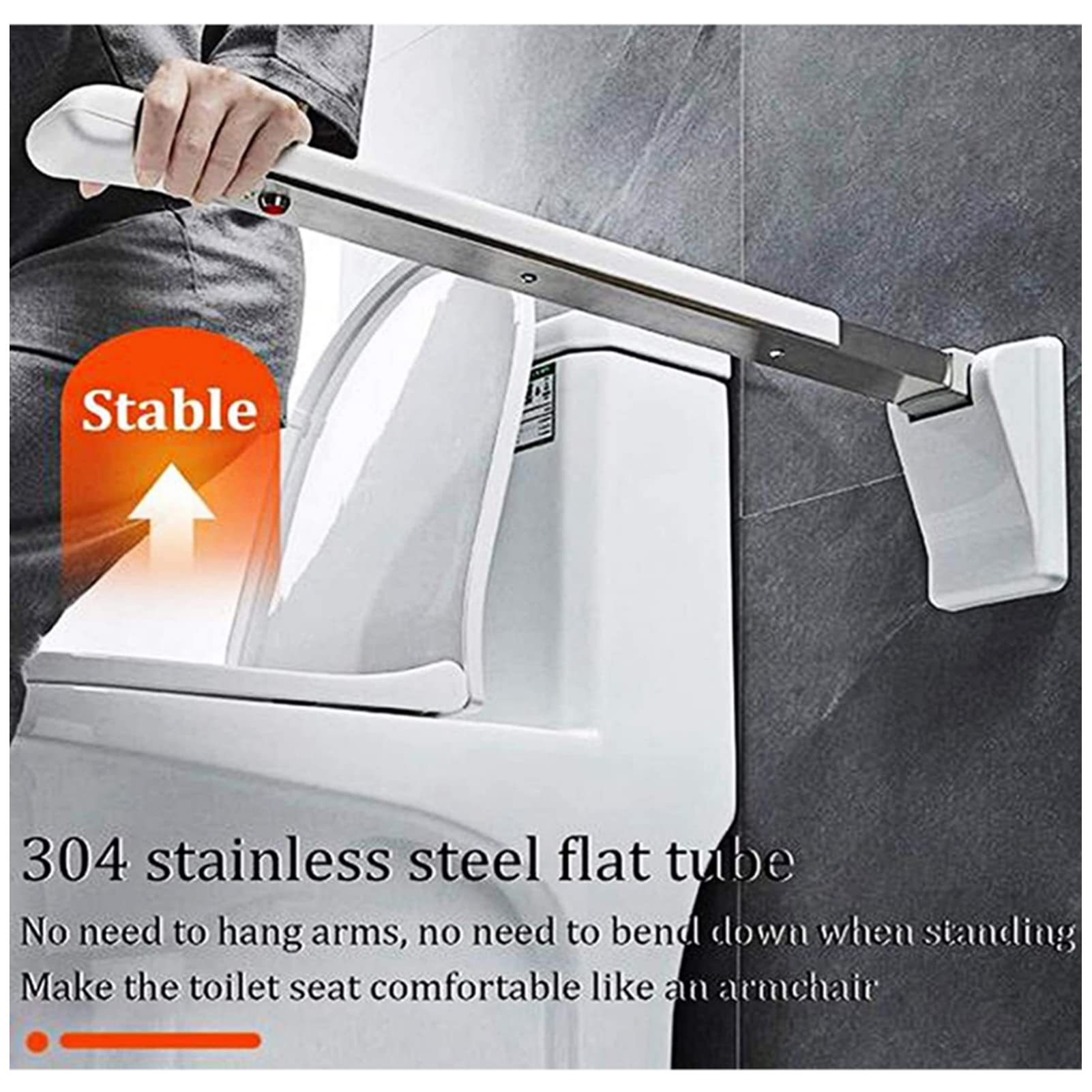 Barra di Sostegno Pieghevole per WC, corrimano di Sicurezza per Bagno, corrimano di Sicurezza per WC, Barra di Sostegno Ribaltabile, corrimano di Assistenza per Bagno, ba