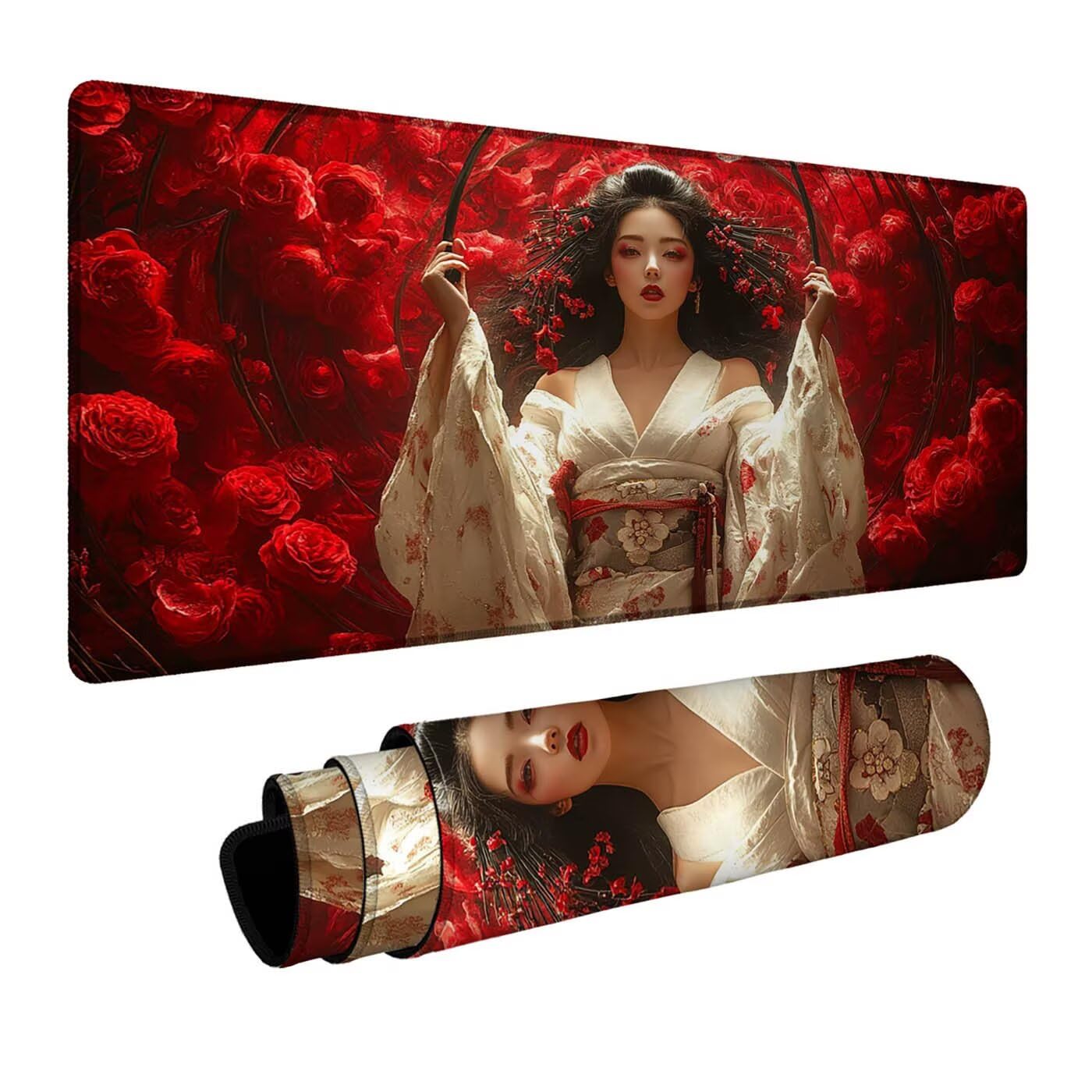 Podkładka pod mysz Geisha XXL podkładka pod mysz 1000x500x3mm podkładka pod mysz z antypoślizgową gumową podstawą do laptopa Klawiatura Gamer PC Dekoracja Jesień Biuro Japońskie kobiety DBYH-6823