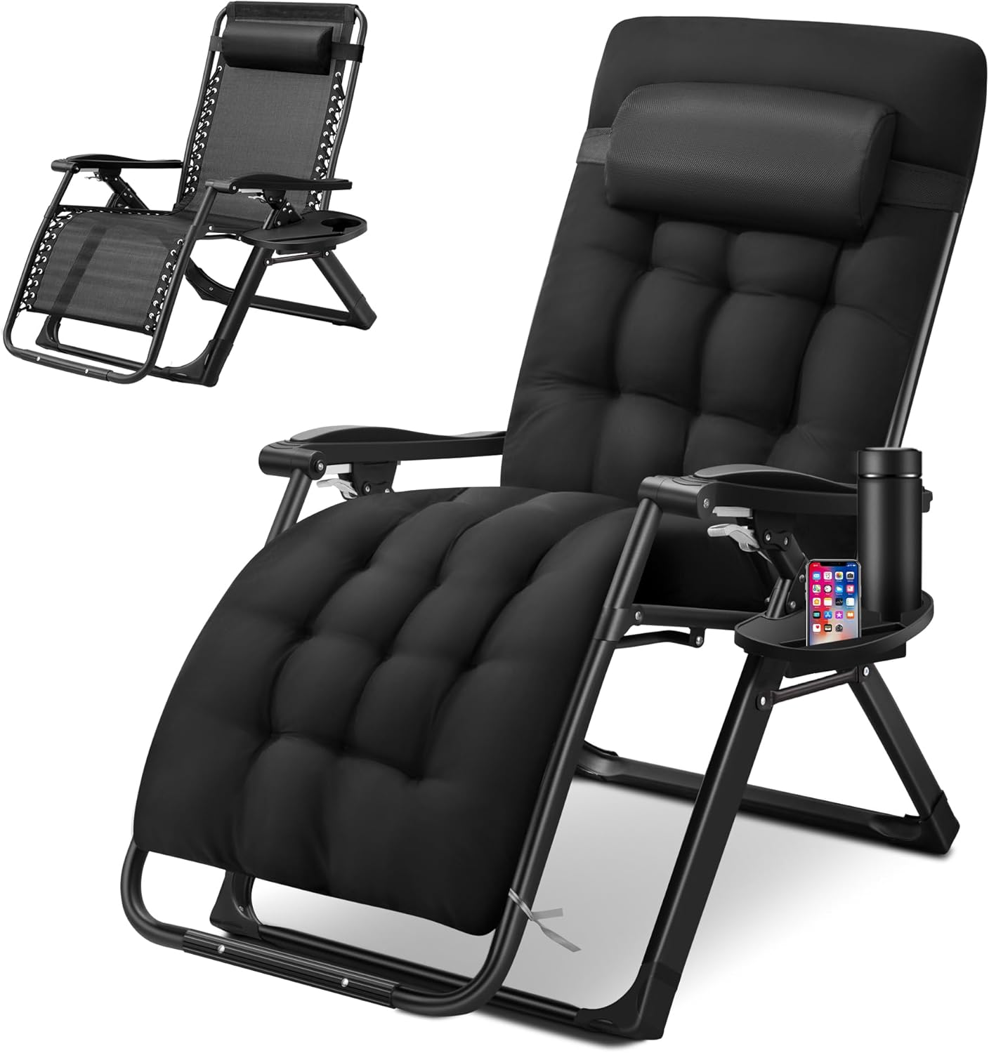 Spurgehom Padded Zero Gravity Chair, Folding Portable Reclining Lawn
