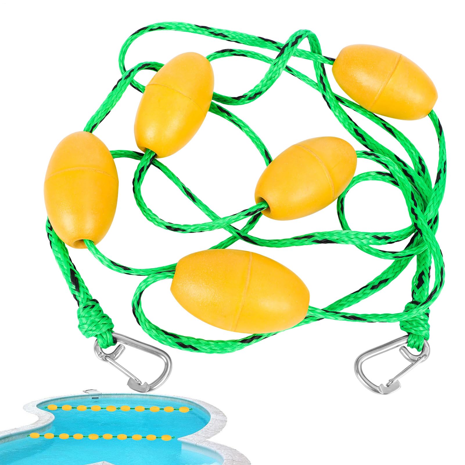 Corde de Piscine,Ligne de Séparation de Sécurité pour Piscine avec Flotteurs de 5m | Ligne de Couloir à Crochets Équipement de Flotteurs Haute Visibilité pour