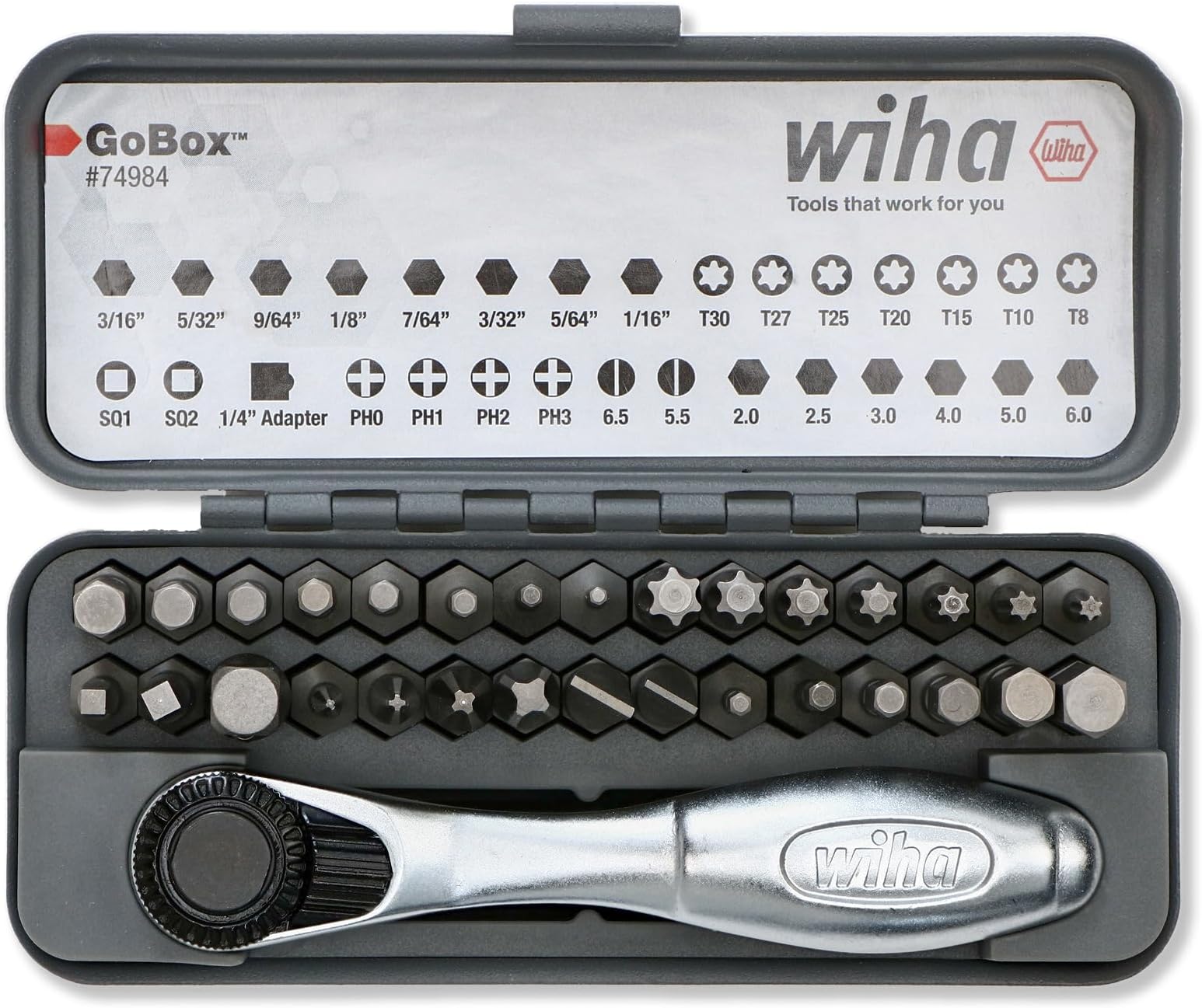 74984 Standard Screwdriver Bit Set with Mini Ratchet, 32 Piece