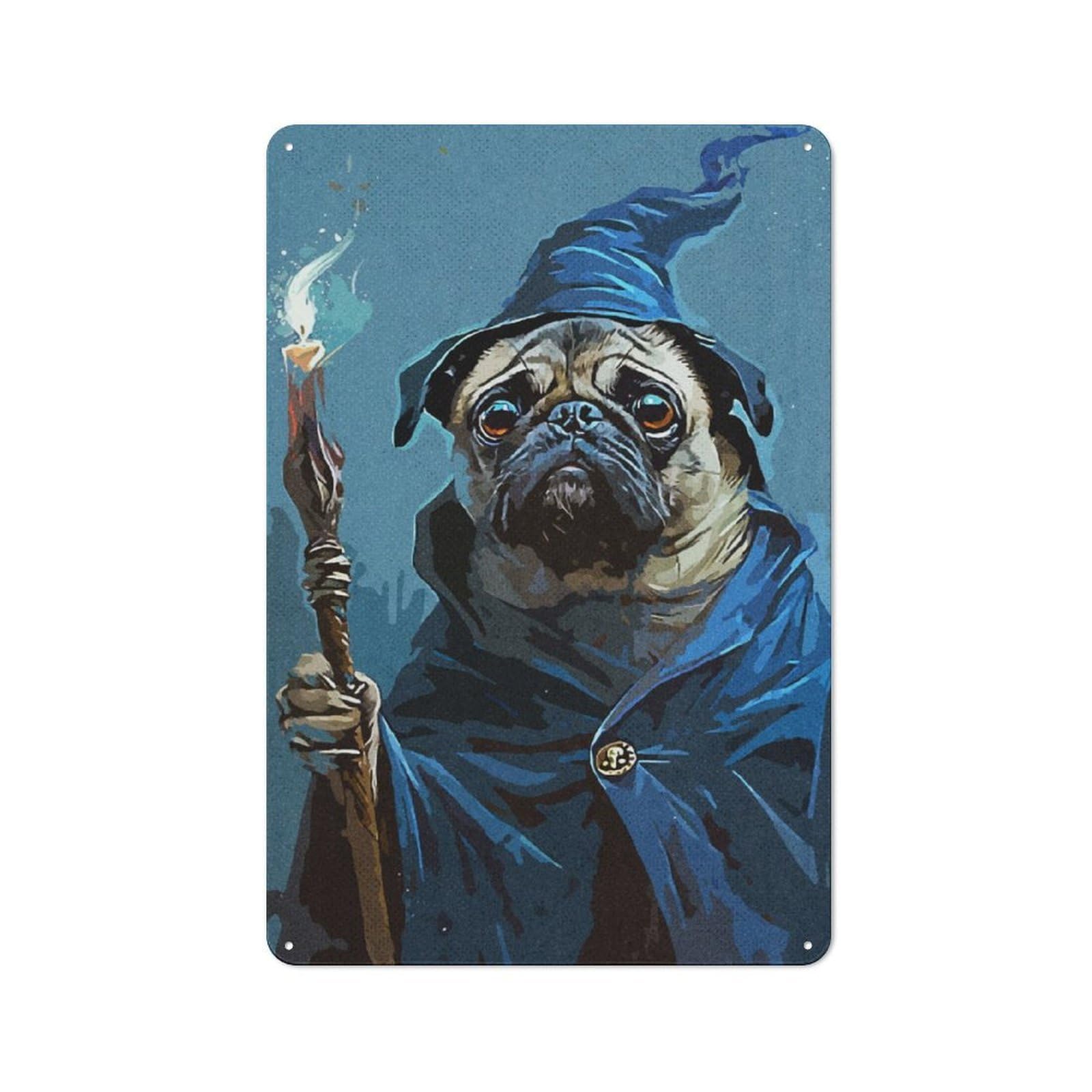Junmoney Wizard Dog Character Decorative Tin Plaque 30X20cm Featuring Home Wall Decor For Flat, Dorm Room, Lounge Or Cafe