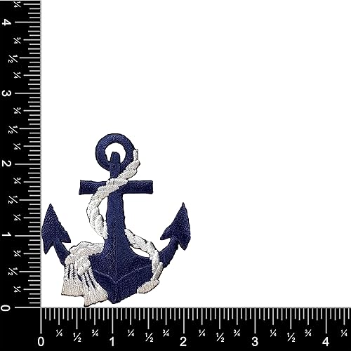 Miniatura 8 de Ancla, náutico, marinero, bordado, parche para planchar (ancla azul marino, cuerda dorada)