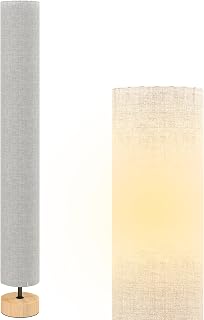 HOMCOM Floor lamp living room, bedroom, office, 120 cm, grey: modern linen lampshade with foot switch, 2 x base E27