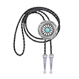 Bjesinmo Western Vintage Bolo Tie for Men Cowboy Necklace Gold Leather Necktie Handmade Halloween Costume Accessories